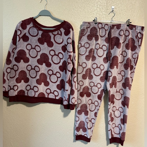 Disney‎ Mickey Mouse Fleece 2-piece Jogger Lounge PJ Set XXL Plus Size - Picture 3 of 11
